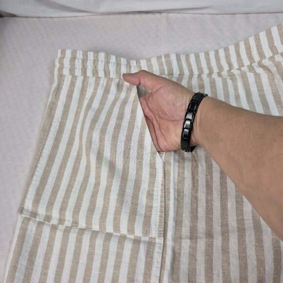 J.Crew Women's Striped linen-blend drawstring Shorts Size XXL Tan White (54) - Picture 3 of 13